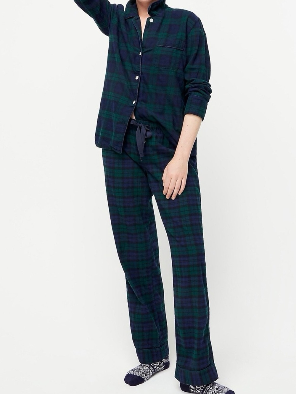 J.Crew Flannel Pajama Set Black Watch Tartan Plaid